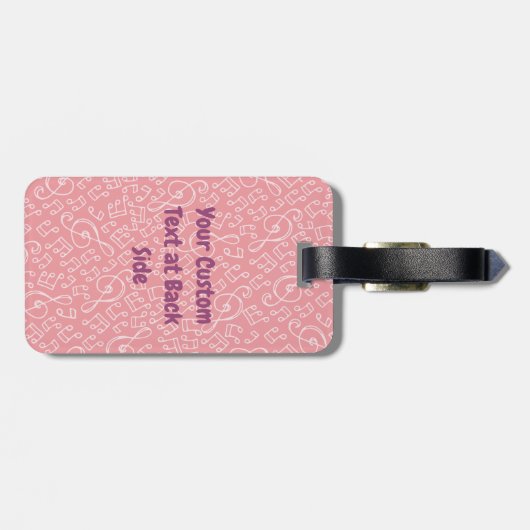 Rosa Katze mit Violine-Gepäckstück Gepäckanhänger (Rückseite horizontal)