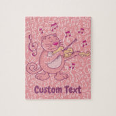 Rosa Katze mit Violine Jigsaw Puzzle (Vertikal)