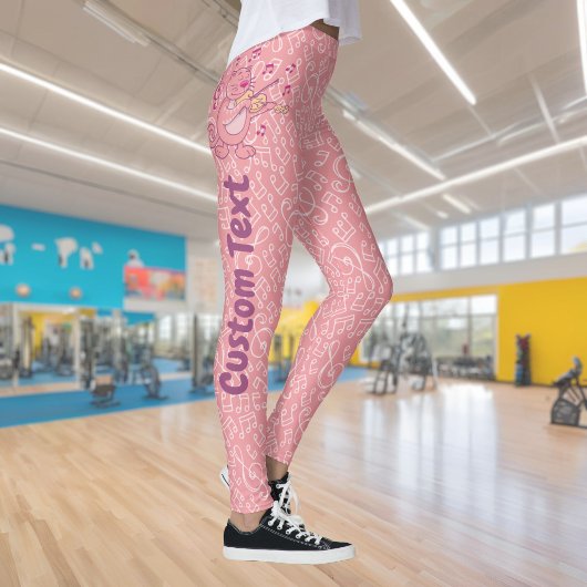 Rosa Katze mit Violine Leggings