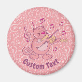 Rosa Katze mit Violine Magnet (Vorne)