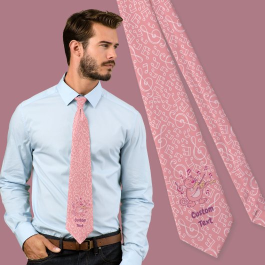 Rosa Katze mit Violine Neck Tie Krawatte