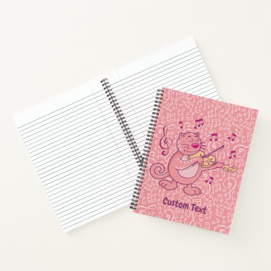 Rosa Katze mit Violine-Notebook Notizblock (Innenseite)