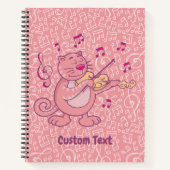 Rosa Katze mit Violine-Notebook Notizblock (Vorderseite)