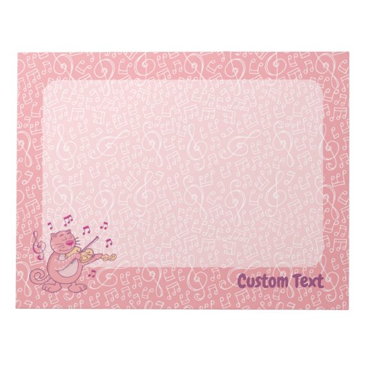 Rosa Katze mit Violine Notepad Notizblock (Vorderseite)