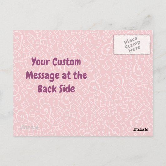 Rosa Katze mit Violine Postkarte (Rückseite)