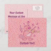 Rosa Katze mit Violine Postkarte