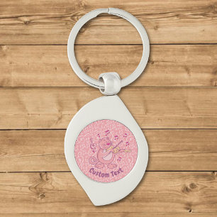 Rosa Katze mit Violine-Schlüsselanhänger Schlüsselanhänger