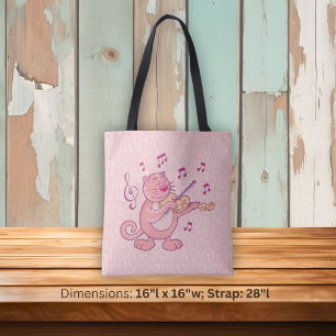 Rosa Katze mit Violine Tasche