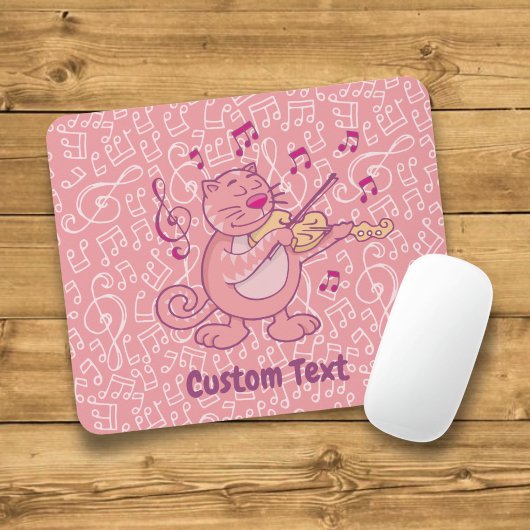 Rosa Katze mit Violinmuskeln Mousepad