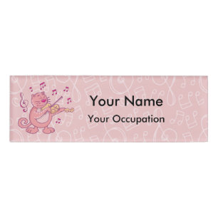 Rosa Katze mit Violinname Namenschild
