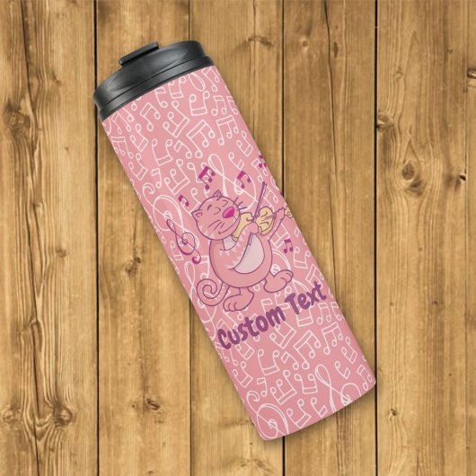 Rosa Katze mit Violintherm Thermosbecher