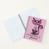 Rosa Katze mit weißem Swirt-HintergrundNotebook Notizblock (Innenseite)