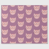 Rosa Katze Niedlich Lila Geschenkpapier (Flach)