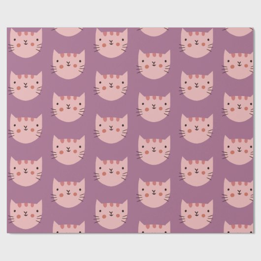 Rosa Katze Niedlich Lila Geschenkpapier (Flach)
