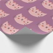 Rosa Katze Niedlich Lila Geschenkpapier (Ecke)