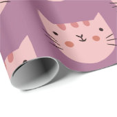 Rosa Katze Niedlich Lila Geschenkpapier (Rolleneckpunkt)