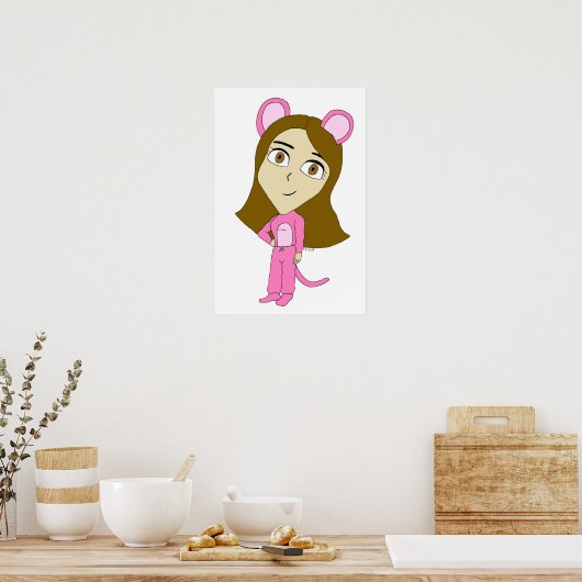 Rosa Katze Poster (Küche)