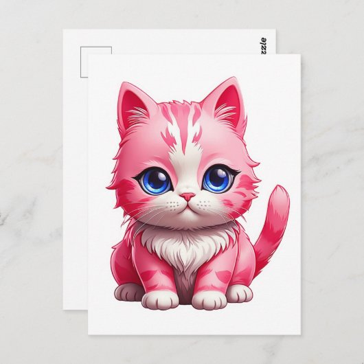 Rosa Katze Postkarte (Vorne/Hinten)