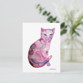 Rosa Katze Postkarte (Stehend Vorderseite)