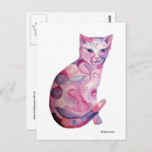 Rosa Katze Postkarte (Vorne/Hinten)