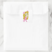Rosa Katze Quadratischer Aufkleber (Tasche)