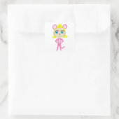 Rosa Katze Quadratischer Aufkleber (Tasche)