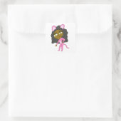 Rosa Katze Quadratischer Aufkleber (Tasche)