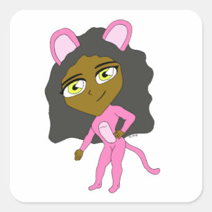 Rosa Katze Quadratischer Aufkleber