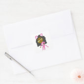 Rosa Katze Quadratischer Aufkleber (Umschlag)