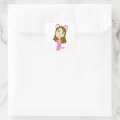 Rosa Katze Quadratischer Aufkleber (Tasche)