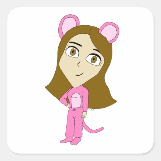 Rosa Katze Quadratischer Aufkleber (Vorderseite)
