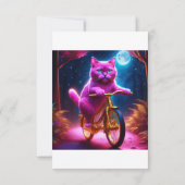 Rosa Katze Reiten auf dem Goldenen Rad Dankeskarte (Rückseite)