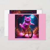 Rosa Katze Reiten auf dem Goldenen Rad Dankeskarte (Vorne/Hinten)