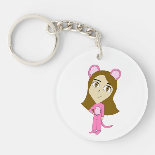 Rosa Katze Schlüsselanhänger (Vorderseite)
