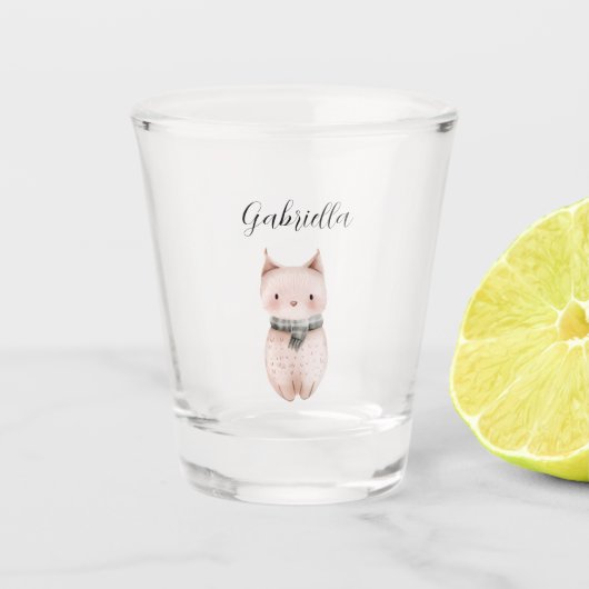 Rosa Katze Schnapsglas (Vorderseite)