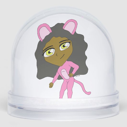 Rosa Katze Schneekugeln (Vorderseite)