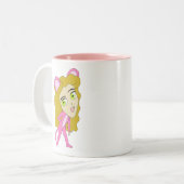 Rosa Katze Zweifarbige Tasse (Vorderseite Links)