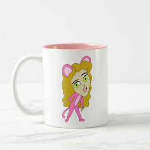 Rosa Katze Zweifarbige Tasse