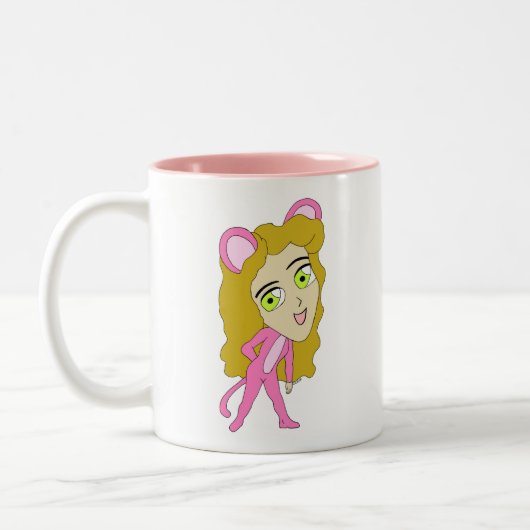 Rosa Katze Zweifarbige Tasse (Links)