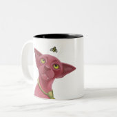 Rosa Katze Zweifarbige Tasse (Vorderseite Links)