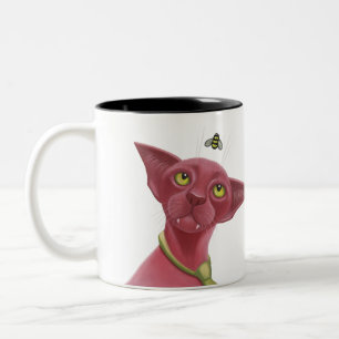 Rosa Katze Zweifarbige Tasse