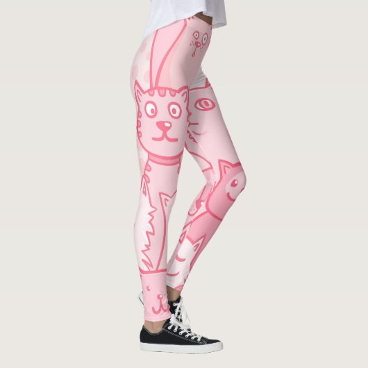 Rosa Katzen, Adorable Nahtlose Muster. Leggings (Rechts)