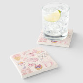 Rosa Katzen Frische Steinuntersetzer (Seitenansicht)