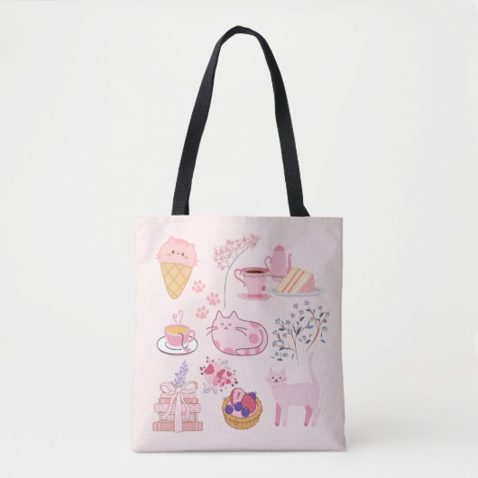 Rosa Katzen Frische Tasche (Vorderseite)