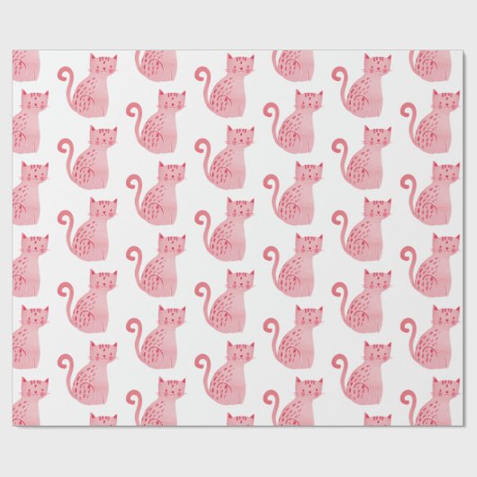 Rosa Katzen Geburtstag Geschenkpapier (Flach)