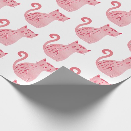 Rosa Katzen Geburtstag Geschenkpapier (Ecke)