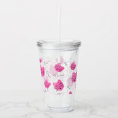 Rosa Katzen-Gekritzelmeow-Monogramm ich Acryltrinkbecher (Vorderseite)