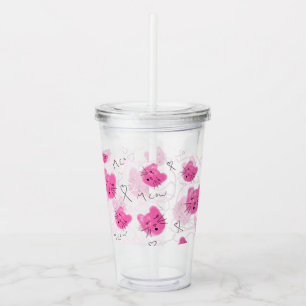 Rosa Katzen-Gekritzelmeow-Monogramm ich Acryltrinkbecher