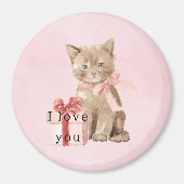 Rosa Katzen Geschenk Liebe Magnet (Vorne)