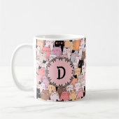 Rosa Katzen Illustration Monogramm Tasse (Links)